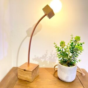 Cygnus lamp in warm copper and ancient reclaimed oak