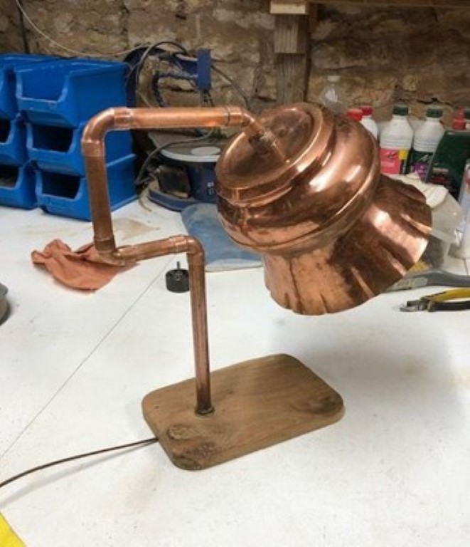 Upcycled Lighting - Copper Pipe and Plant Pot transformed into a shiny new lamp